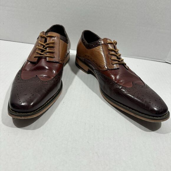 Stacy Adams Men's Wingtip Oxford Dress Shoes 8.5M 2-Tone Leather Brogue - Picture 3 of 16